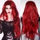 Swiking Red Long Wigs for Women Curly Wave Middle Part Wig Natural Looking Wig Wavy Synthetic Hair for Daily Party Halloween Wear