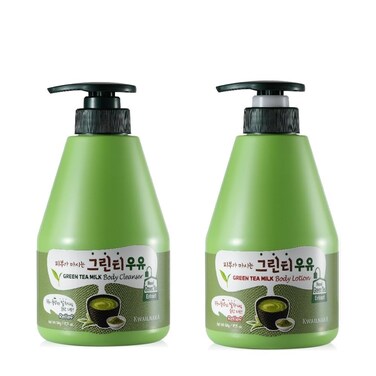 WELCOS KWAILNARA Green Tea Milk Body Lotion &amp; Body Wash Set &ndash; Soothing &amp; Refreshing Korean Skincare Set with Green Tea Extract, 560 g / 19.75 oz Each