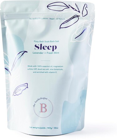 The Bathologist Sleep Fizzy Bath Soak, Made with Magnesium Sulfate, Dead Sea Salt &amp; Aloe Botanicals, Lavender &amp; Fresh Mint for Restful Sleep and Stress Relief, Approximately 5 Baths, 32 oz