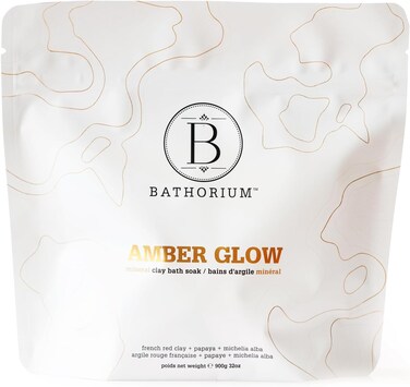 Amber Glow Mud Mineral Soak &ndash; Bath Soak with French Gray Sea Salt, Michilia Alba &amp; Kaolin Clay, Soothes &amp; Revitalizes Skin, Approximately 3 Baths, 32 oz