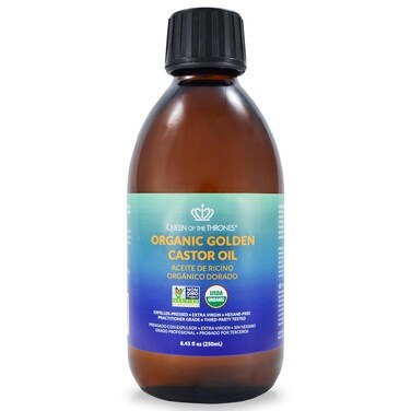 QUEEN OF THE THRONES Organic Golden Castor Oil   100% Pure for Hair, Skin, Nails, Brows &amp; Lashes   Hexane-Free   USDA Certified [8.4oz (250ml)]