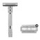 ROCKWELL RAZORS T2 Long Handle Safety Razor with Infinite Shaving Settings, 5 Blades and Travel Leather Bag, White Chrome