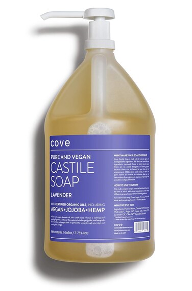 Cove Castile Soap Lavender - 1 Gallon With Pump - Organic Argan, Jojoba, &amp; Hemp Oils