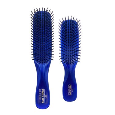 Phillips Brush Light Touch 6 Sapphire Blue Hair Brush and Phillips Brush Light Touch 6 Purse sized Sapphire Blue combo pack by Phillips Brush