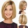 RENERSHOW Short Ombre Blonde Bob Wigs for Women 12 inch Cute Straight Bob Wigs for Girls Mixed Blonde Highlight Synthetic Wig Pixie Cut Hair Replacement Wigs