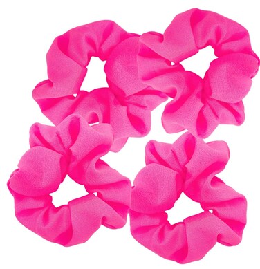 Neon Pink Scrunchies - Hair Accessories for 80s Party Outfits, Workout Costumes, and Ponytail Styling