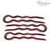 Parcelona French Slick Medium 3 Inch Tortoise Shell Wavy Crink U Shaped Chignon Bun Hair Pin (3 Pins) (Shell-Brown)