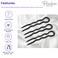 Parcelona French Slick Black Small Wavy 3 Inch U Shaped Hair Pins for Fine Hair Types (3 Pins) (Black)