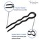 Parcelona French Slick Black Small Wavy 3 Inch U Shaped Hair Pins for Fine Hair Types (3 Pins) (Black)