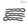 Parcelona French Slick Black Small Wavy 3 Inch U Shaped Hair Pins for Fine Hair Types (3 Pins) (Black)