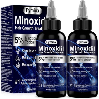 5% Minoxidil for Men and Women Hair Growth Oil, Monoxide Beard Hair Growth Serum Products, Hair Regrowth Treatment for Hair Loss, Thicker Fuller Hair (2 x 60ML)