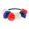 BOHO Floral Crown Rose Flower Headband Hair Wreath (Red Blue White Elastic Ribbon)