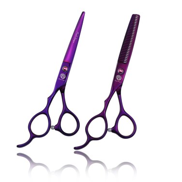Purple Dragon 6.0 inch Left Hand Barber Hair Cutting Scissor and Thinning Shears - for Professional Left-handed Hairstlist
