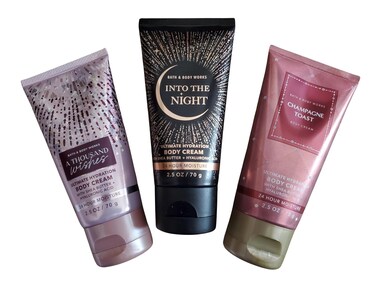 Bath &amp; Body Works Travel Size Ultimate Hydration Body Creams: Thousand Wishes, Into the Night, Champagne Toast 2.5 Ounces Set of 3