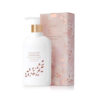 Thymes Goldleaf Gardenia Perfumed Body Cr&egrave;me - Moisturizing Body Cream - Shea Butter Body Lotion with Aloe Vera &amp; Honey for Skin Care Routine - Body and Hand Lotion for Women &amp; Men (9.25 fl oz)