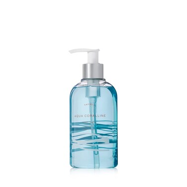 Thymes Moisturizing Hand Wash Soap with Pump - Luxury Hand Soap Gently Cleanses &amp; Moisturizes - Skin Care with Glycerin &amp; Kelp - Serene, Fresh Fragrance (Aqua Coralline, 8.25 oz)