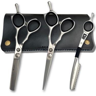 Saki Kotaro 6 Inch Set of Hair Cutting Shears - For Professional Hairdressers and Barbers - Hair Scissors and Thinning Shears for Hair Cut - Made from Japanese 440C Steel
