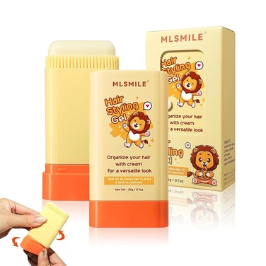 Hair Styling Gel for Kids, Children's Hair Wax Stick - Built-in Comb 2-in-1 Hair Finishing Stick, Natural Ingredients Refreshing and Non-Greasy, Easy to Styling, 0.71oz, Clear