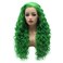 Hair Curly Long 26inch Green Half Hand Tied Heat Resistant Synthetic Lace Front Wigs