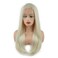 Hair Straight Long 24inch White Light Blonde Mix Heat Resistant Heavy Density Realistic Synthetic Lace Front Wig