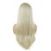Hair Straight Long 24inch White Light Blonde Mix Heat Resistant Heavy Density Realistic Synthetic Lace Front Wig