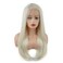 Hair Straight Long 24inch White Light Blonde Mix Heat Resistant Heavy Density Realistic Synthetic Lace Front Wig
