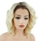 Hair Curly Short 14inch Dark Root Light Blonde Ombre Heavy Density Realistic Synthetic Lace Front Wigs