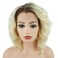 Hair Curly Short 14inch Dark Root Light Blonde Ombre Heavy Density Realistic Synthetic Lace Front Wigs