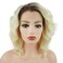 Hair Curly Short 14inch Dark Root Light Blonde Ombre Heavy Density Realistic Synthetic Lace Front Wigs