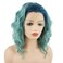 Hair Curly Short 14inch Blue Root Light Blue Ombre Heavy Density Realistic Synthetic Lace Front Wigs