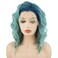 Hair Curly Short 14inch Blue Root Light Blue Ombre Heavy Density Realistic Synthetic Lace Front Wigs