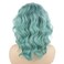 Hair Curly Short 14inch Blue Root Light Blue Ombre Heavy Density Realistic Synthetic Lace Front Wigs