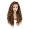 Hair Curly Long 26inch Dark Brown and Blonde Mix Heavy Density Half Hand Tied Realistic Synthetic Lace Front Wigs