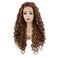 Hair Curly Long 26inch Dark Brown and Blonde Mix Heavy Density Half Hand Tied Realistic Synthetic Lace Front Wigs