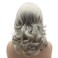 Hair Wavy Shoulder Length 16inch Light Grey Half Hand Tied Heat Resistant Synthetic Lace Front Wigs
