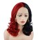 Hair Wavy Shoulder Length 16inch Half Black Half Red Mix Realistic Synthetic Lace Front Wigs