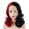 Hair Wavy Shoulder Length 16inch Half Black Half Red Mix Realistic Synthetic Lace Front Wigs