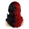 Hair Wavy Shoulder Length 16inch Half Black Half Red Mix Realistic Synthetic Lace Front Wigs
