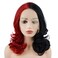 Hair Wavy Shoulder Length 16inch Half Black Half Red Mix Realistic Synthetic Lace Front Wigs
