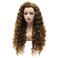 Hair Curly Long 26inch Brown Root Honey Blonde Ombre Half Hand Tied Synthetic Lace Front Wigs