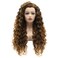 Hair Curly Long 26inch Brown Root Honey Blonde Ombre Half Hand Tied Synthetic Lace Front Wigs
