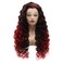 Hair Curly Long 26inch Auburn Root Red Ombre Half Hand Tied Realistic Synthetic Lace Front Wigs