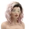 Hair Curly Short 14inch Dark Root Pink Ombre Wig Heavy Density Realistic Synthetic Lace Front Wigs