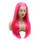 Hair Straight Long 24inch Rose Red Half Hand Tied Realistic Synthetic Lace Front Wigs