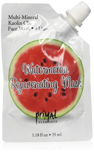 Primal Elements Face Mask, Clay Mud Facial Treatment, Multi-Use Package, 1.18 oz - Watermelon Rejuvenating
