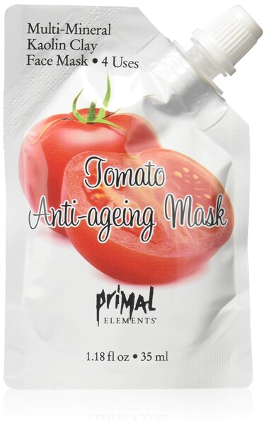 Primal Elements Face Mask, Clay Mud Facial Treatment, Reduce Pores &amp; Treat Blackheads, Multi-Use Package, 1.18 oz - Tomato Anti-Aging