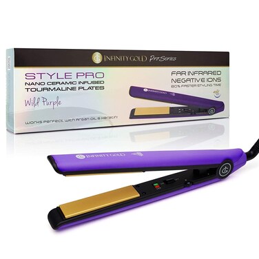 Tourmaline Ceramic Hair Straightening Flatiron, Purple, Tourmaline Ceramic Plates, Floating Plate Design, Luxuriant Soft Touch Finish, Easy to Use, Will Not Damage Hair