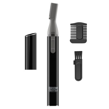 Groom Essentials Micro Precision Beard Trimmer for Men, Hair Trimmer for Men, Mustache Trimmer, Cordless Hair Remover, Brush, Protective Cap - Ergonomic Handle, Double-Sided Trimming Guide