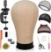 STUDIO LIMITED Canvas Block Head DIY Wig Making Starter Kit 12pcs, Long Neck (12"), Mannequin Head Wig Display and Stand for Styling (23'' Set)