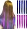 Rhyme Purple Blue Wig Hairpieces 21 inch Colored Hair Extension Clip in/on for Amercian Girls and Women Princess Party Highlight Wig Pieces for Girls 12 PCS (Purple Blue)